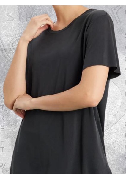 Bisiklet Yaka Siyah Basic Tshirt