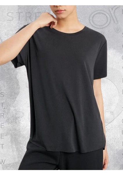 Bisiklet Yaka Siyah Basic Tshirt