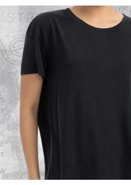 Bisiklet Yaka Siyah Basic Tshirt