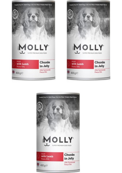 Kuzu Etli Jöleli Köpek Konservesi 400 gr x 3 Adet