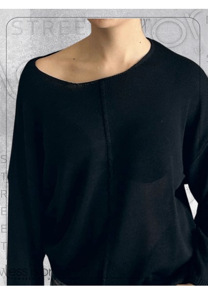 Siyah Kadın Triko Kazak