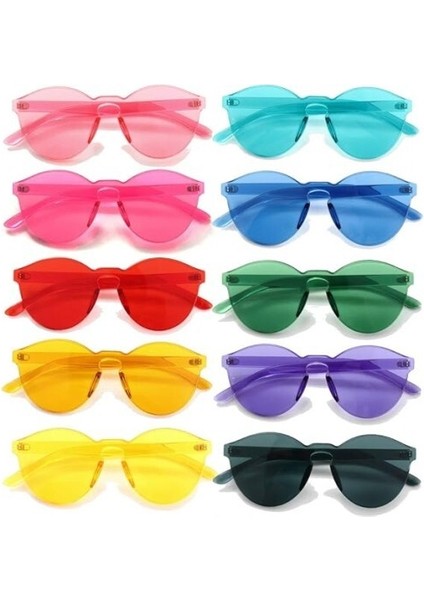 Oval Şekilli Çerçevesiz Parti Gözlüğü 6 Renk 6 Adet modelleri