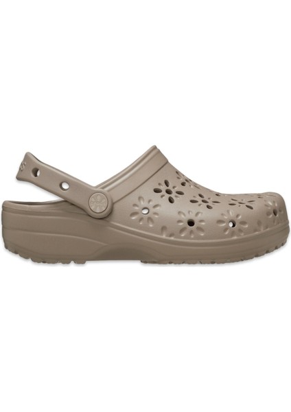 210927 Classic Floral Cut Out Clog Karamel Unisex Terlik