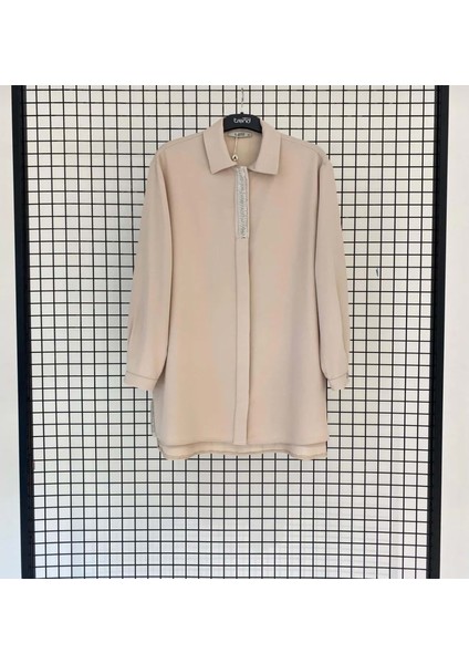 25Y406 Armine Trend Tunik Düğmeli Kapama Ön Boncuk Detaylı - Armine Trend - 25Y406 - Bej - 44