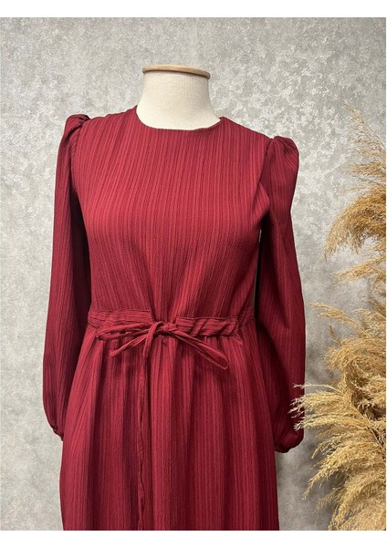 25Y61082 Elbise Etek Arası Dantelli Astarlı - Rita - 25Y61082 - Bordo - 36