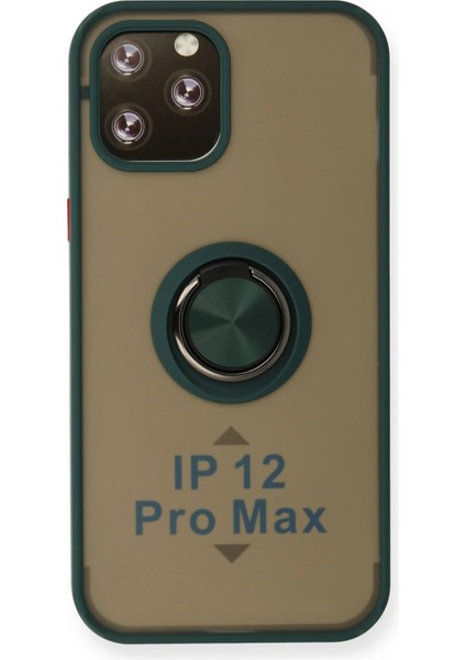 Iphone 12 Pro Kılıf Montreal Yüzüklü Silikon Kapak - Yeşil Dpmah