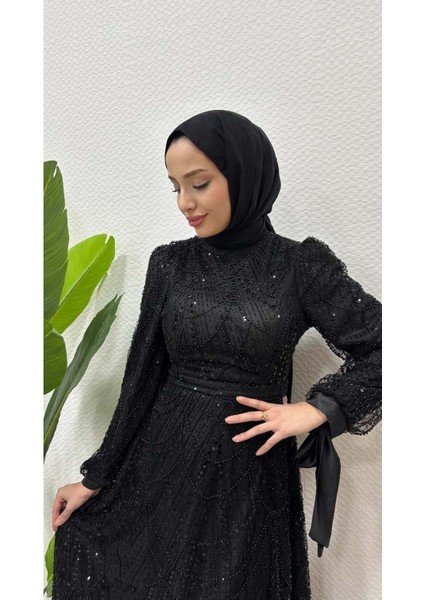 25Y4687 Abiye Çalı Kuşu Komple Taş ve Pul Işleme Kolları Kurdela Detay - Tane - 25Y4687 - Siyah - 40 fiyatları
