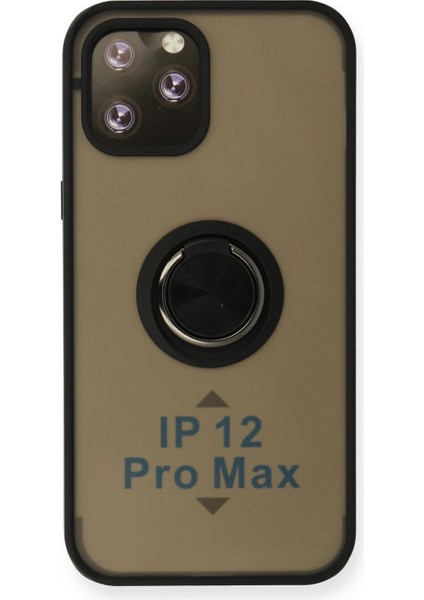 Iphone 12 Pro Kılıf Montreal Yüzüklü Silikon Kapak - Siyah Dpmah