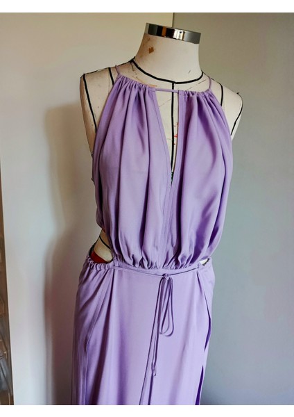 Lila Renkli Boho Tarzda Plaj Elbisesi