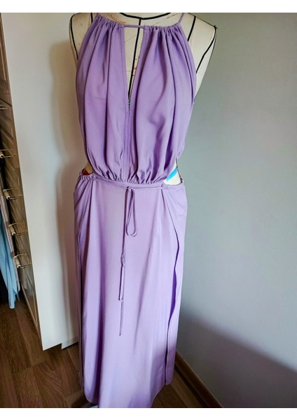 Lila Renkli Boho Tarzda Plaj Elbisesi