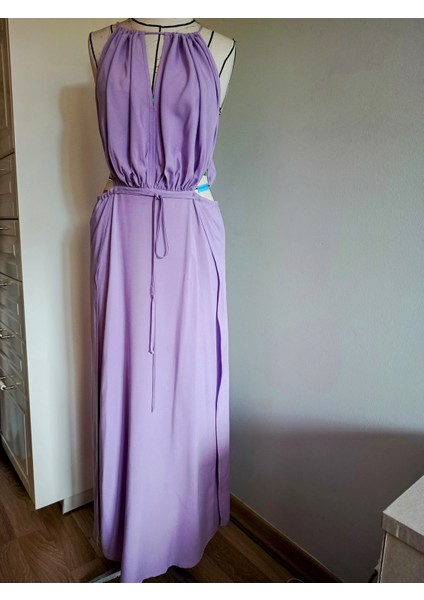 Lila Renkli Boho Tarzda Plaj Elbisesi