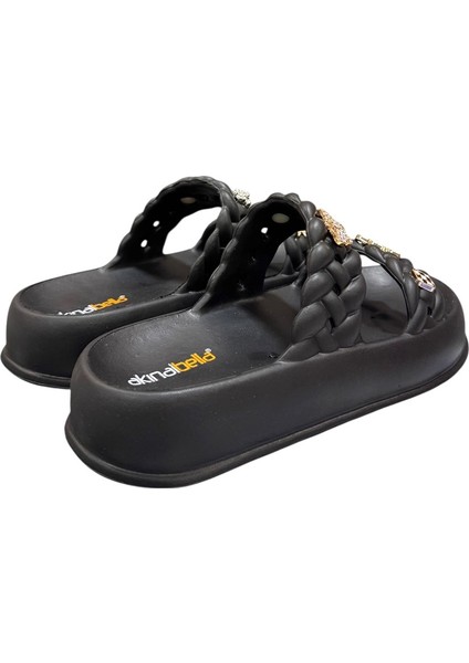 Aksesuarlı Günlük Çift Bantlı Bayan Terlik modelleri