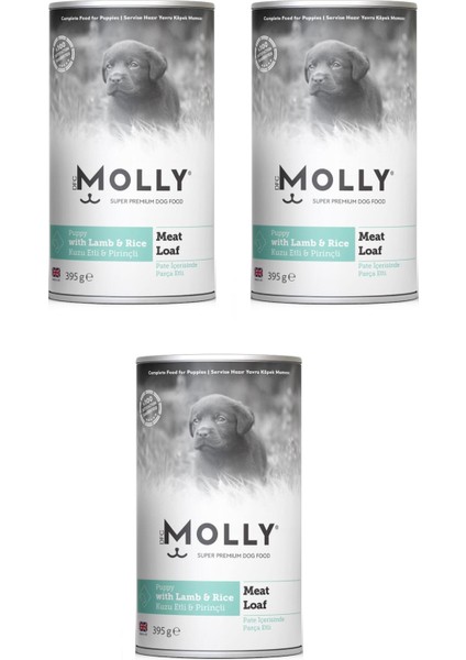 Kuzu Etli ve Pirinçli Ezme Yavru Köpek Konservesi 395 gr x 3 Adet