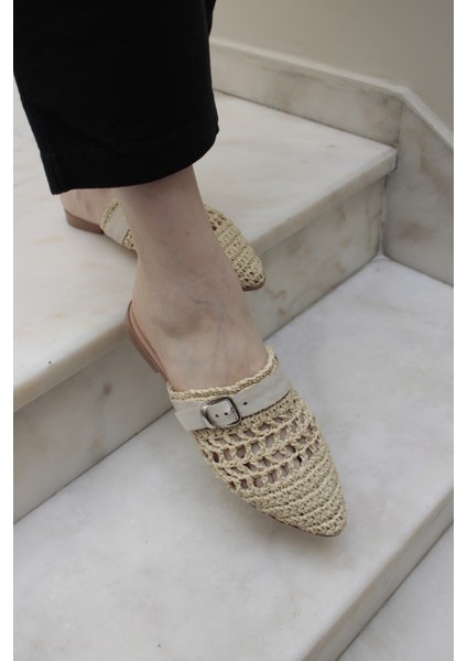 El Dokuma Hasır Rahat Tokalı Terlik