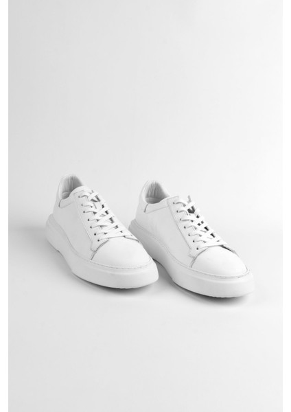 Orijinal Deri Beyaz Günlük Erkek Ayakkabısı