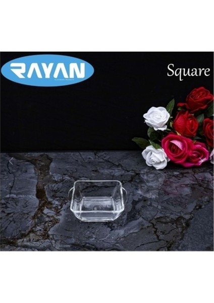 Square Tekli Kare Cam Kahvaltılık Kase -25057