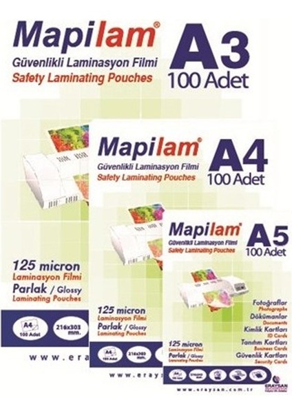 Mapi Mapilam 125 Mic A4 Parlak Laminasyon Filmi 100'LÜ