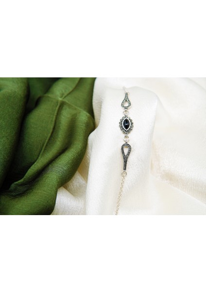 Kadın 925 Ayar Gümüş Oltutaşı Badem Tekli Bileklik fiyatları