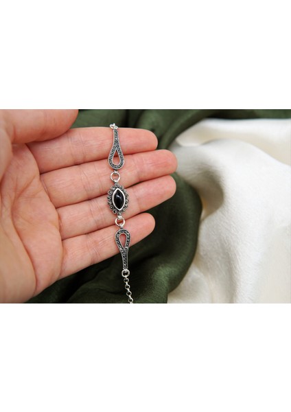 Kadın 925 Ayar Gümüş Oltutaşı Badem Tekli Bileklik modelleri