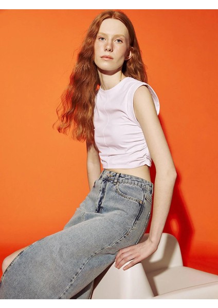 Xsıde Bisiklet Yaka Büzgülü Crop (S5)
