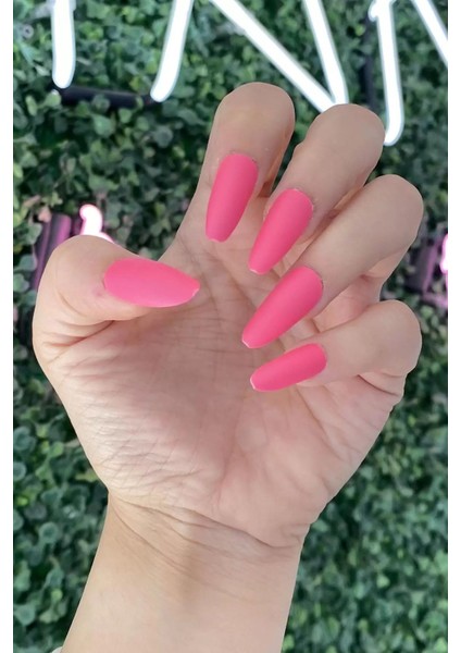 Pembe Renk 12'li Takma Tırnak (Yapıştırıcılı)