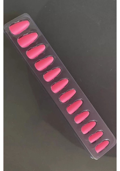 Pembe Renk 12'li Takma Tırnak (Yapıştırıcılı)