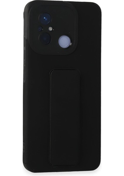 Xiaomi Redmi 12C Kılıf Mega Standlı Silikon - Siyah Dpmah