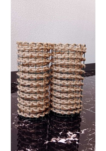 Metal Tel Hasır Örgülü Özel Tasarım Vazo 20 cm 2'li