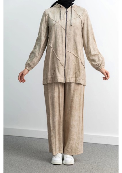 5027 Ceketli Pant. Takım - Bej
