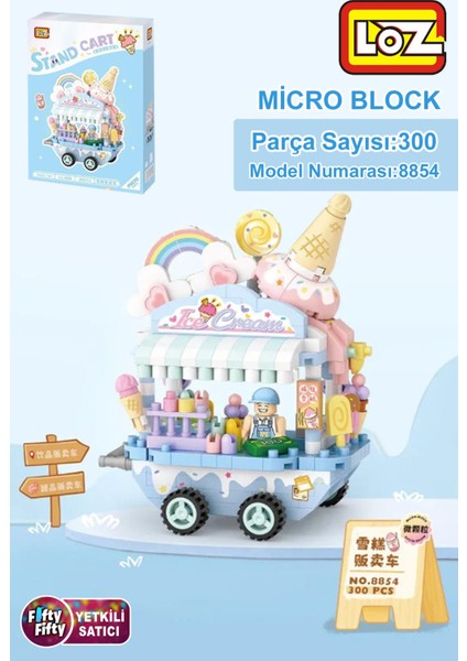 Loz Micro Block Serisi Dondurma Arabası 300 Parça Oyuncak Yapım Seti FFLZ-8854