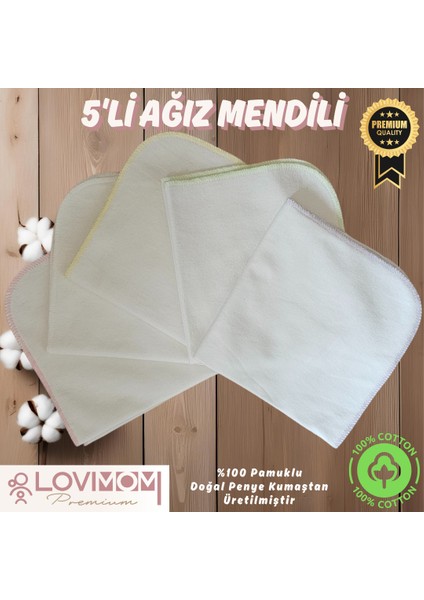 Pamuk Penye Bebek Ağız Mendili 5’li Set – Ekstra Yumuşak, Büyük Boy Büyük Boy Salya Mendili 28X28 cm