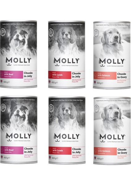 3 Çeşit Karma Köpek Konservesi 400 gr x 6 Adet
