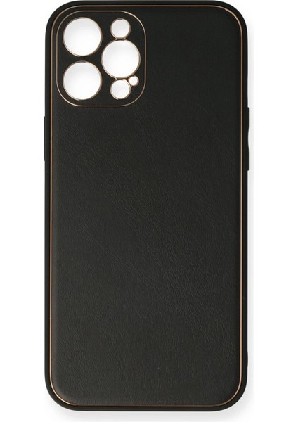 Iphone 12 Pro Kılıf Coco Deri Silikon Kapak - Siyah Dpmah