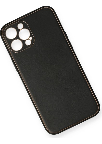 Iphone 12 Pro Kılıf Coco Deri Silikon Kapak - Siyah Dpmah