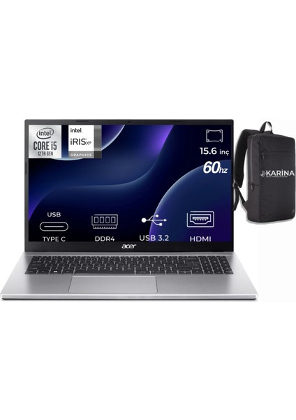 Aspire 3 A315-59-59AY Intel I5-1235U NX.K6TEY.002-035 16GB 1tb+1tb Iris Xe Graphics Windows 11 Home 15,6" Fhd IPS Taşınabilir Bilgisayar