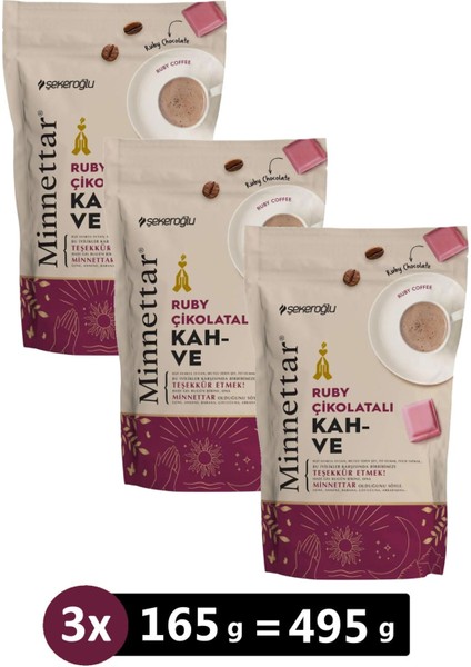 Minnettar Ruby Çikolatalı Kahve 165 gr x 3 Adet Tek Ebat