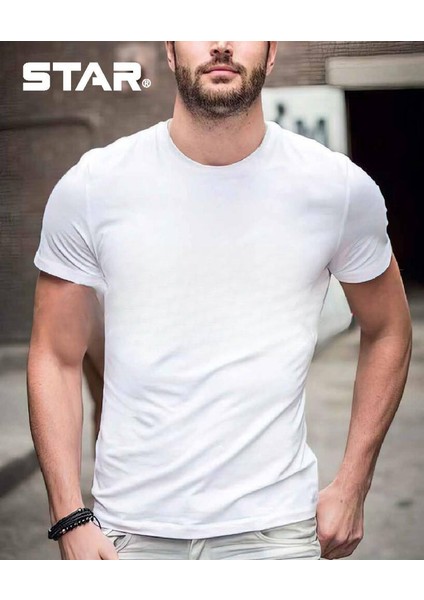 Erkek Beyaz Organik Bambu Sıfır Yaka Kısakol T-Shirt fiyatları
