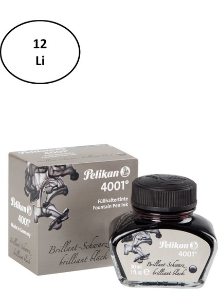 Pelikan 4001 Yazı Mürekkebi Siyah 12'li