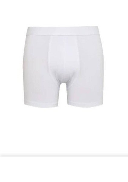 3lü Beyaz Erkek Beli Kemerli Lycralı Boxer