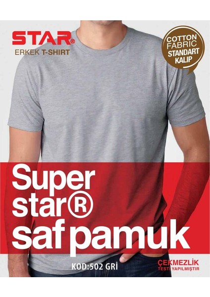 Erkek Gri Saf Pamuk Sıfır Yaka Kısakol T-Shirt ( Fanila )