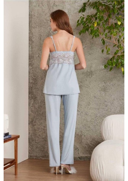 Dantelli Sabahlıklı Penye Pijama Takımı Mist fiyatları