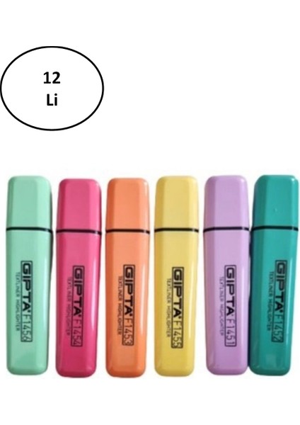 Gıpta Fosforlu Markör 5mm Kesik Uç Pastel Pembe 12'li