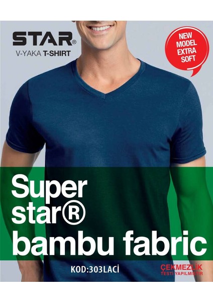 Erkek Lacivert Organik Bambu V Yaka Kısakol T-Shirt