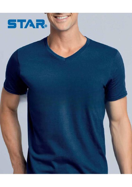 Erkek Lacivert Organik Bambu V Yaka Kısakol T-Shirt fiyatları