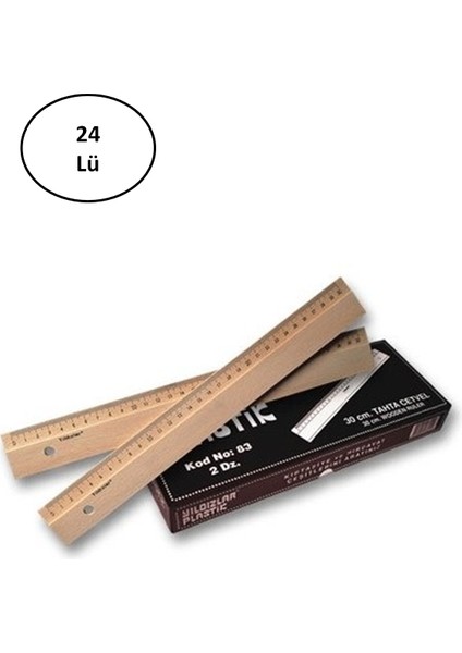 Yıldızlar 30 cm Tahta Cetvel 24'lü