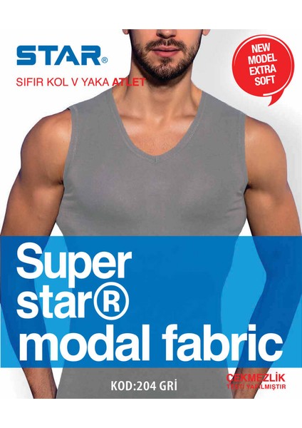 3 Lü Erkek Modal Sıfır Kol V Yaka T-Shirt