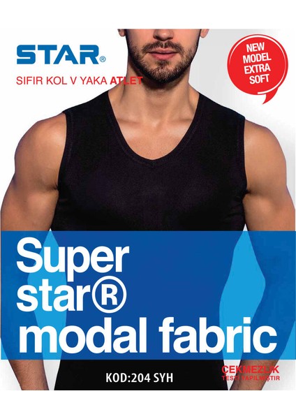3 Lü Erkek Modal Sıfır Kol V Yaka T-Shirt