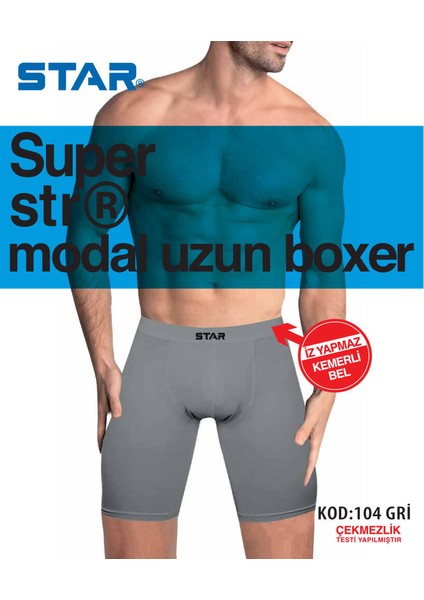 3 Lü Erkek Modal Kemerli Uzun Boxer