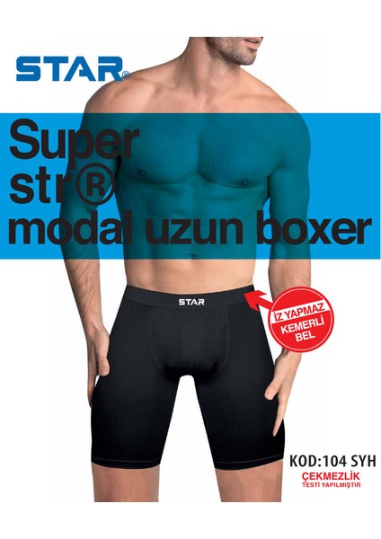3 Lü Erkek Modal Kemerli Uzun Boxer