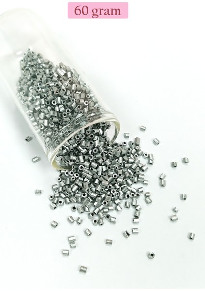 Kesme Cam Boncuk 2mm - 60 Gram - Mat Gümüş - Bnc381